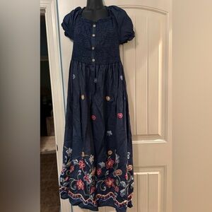 Embroidered Navy Blue Maxi Dress size 2X